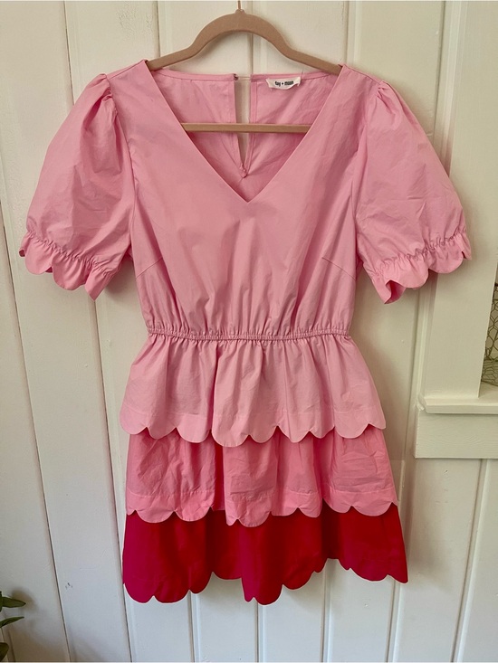 Day + Moon Dresses & Skirts - Day + Moon Pink Scalloped Tiered Mini